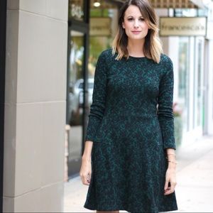 Loft Green and Black Holiday Dress